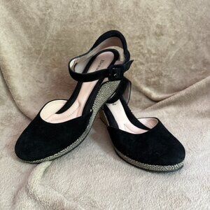 BeautiFeel Women's Piper Wedges Black/Giraffe Suede Sandals EU 37-US 6/6.5